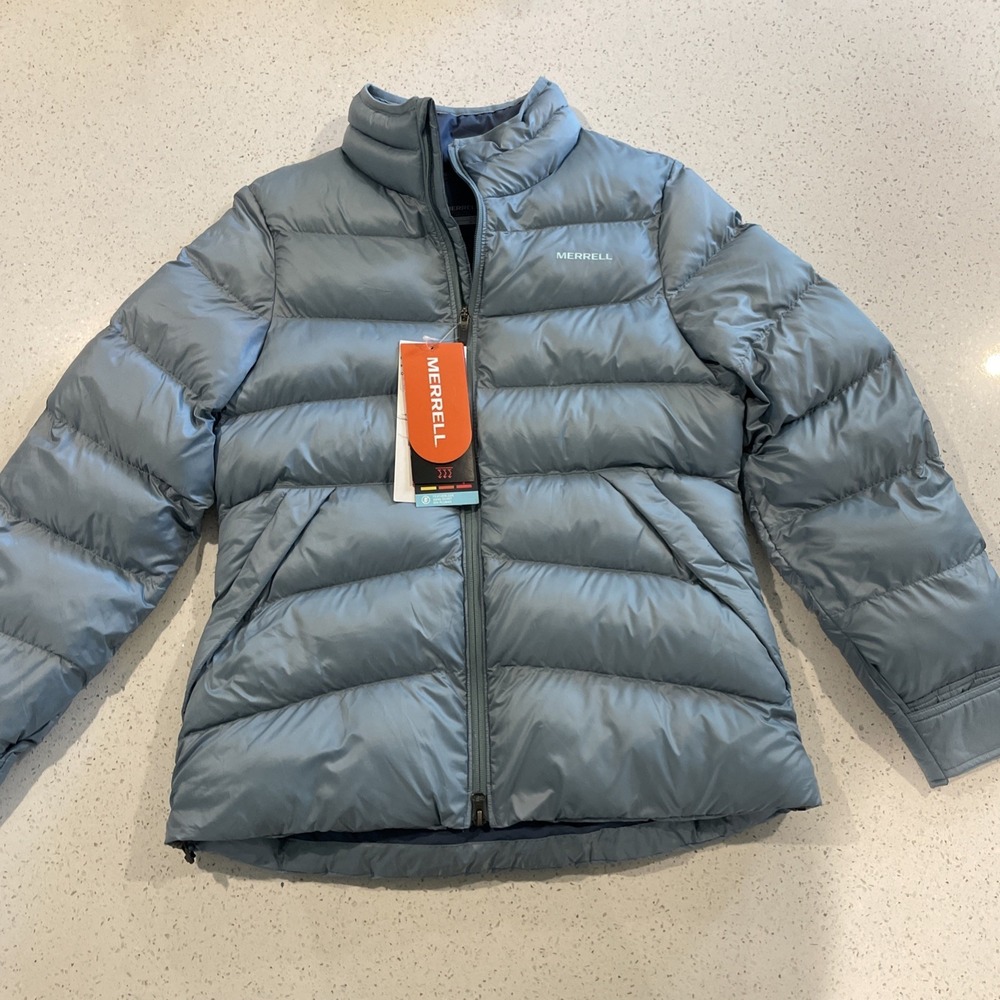Merrell Blue Puffer Coat Jacket Women's Small Outdoors Winter Warm Comfort